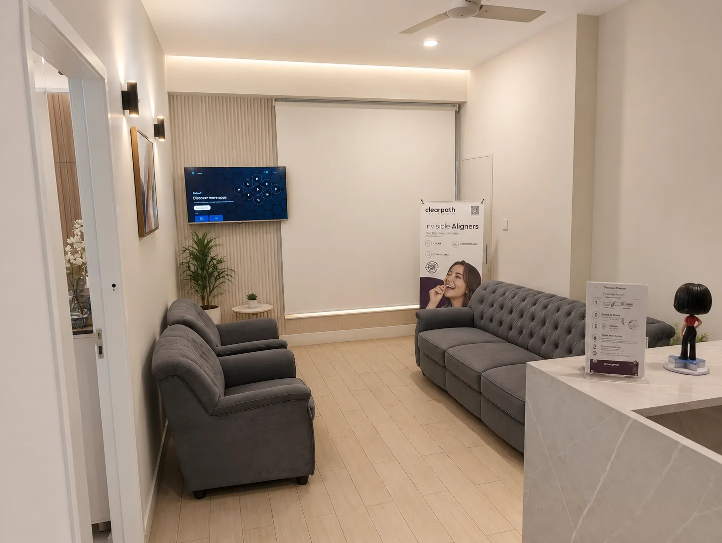 Comfortable patient waiting area Aura Dental - dentist near DHA Cantt Lahore